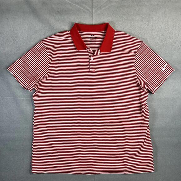 Nike Other - Nike Polo Shirt Mens XL Red White Striped Dri Fit Standard Performance Knit